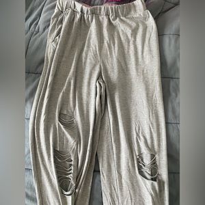 Gray SHEIN sweatpants with cuts